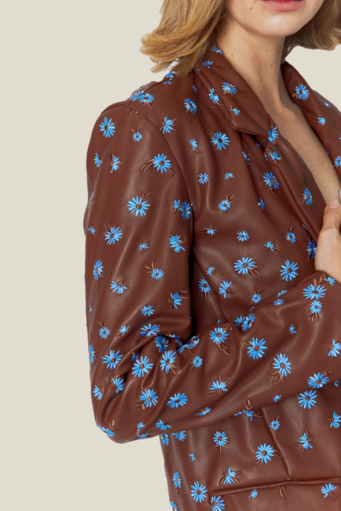 EMBROIDERED BROWN & BLUE BLAZER