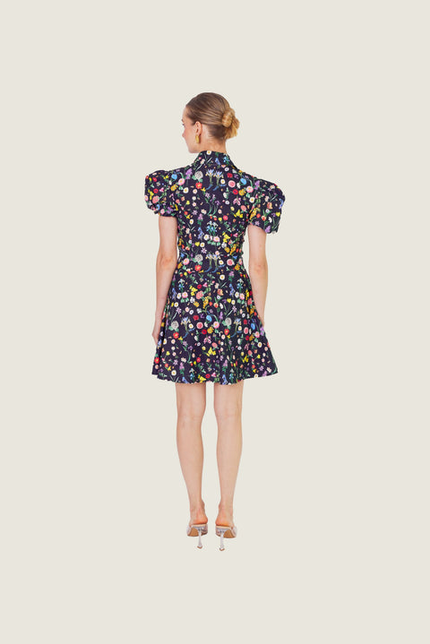 BLACK NIGHTFALL FLORAL DRESS