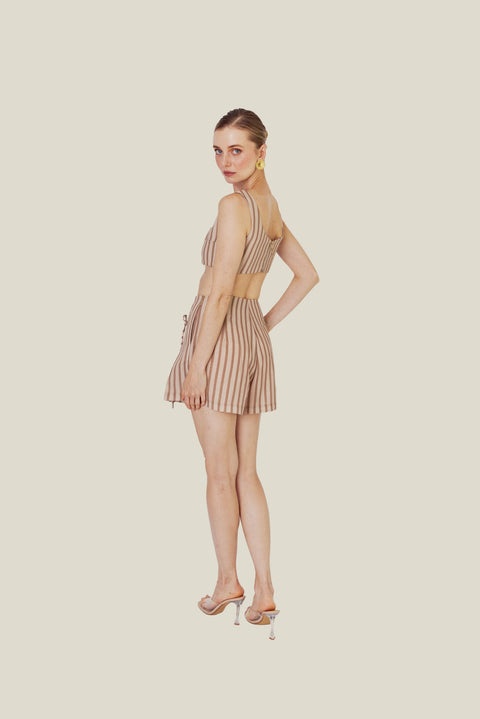 OAKWOOD STRIPED LINEN SHORTS