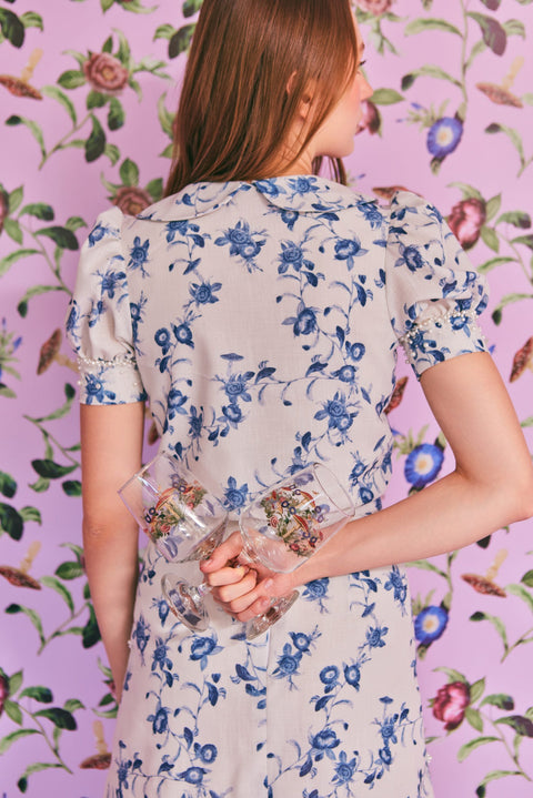 FLOWER VINE LINEN SKIRT